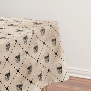 Vintage Halloween Goth Skulls Grid    Tablecloth