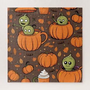 Vintage Halloween Gourd Gang Party Jigsaw Puzzle