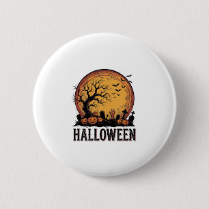 Vintage Halloween Graveyard Bat Moon Art_1 6 Cm Round Badge