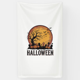 Vintage Halloween Graveyard Bat Moon Art_1 Banner