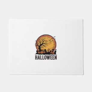 Vintage Halloween Graveyard Bat Moon Art_1 Doormat