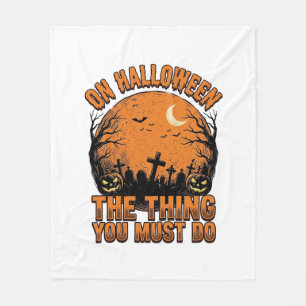 Vintage Halloween Graveyard Pumpkin Moon Shirt Des Fleece Blanket