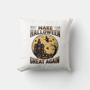 Vintage Halloween Great Again Haunted House Design Cushion