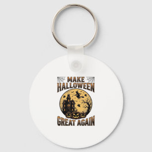 Vintage Halloween Great Again Haunted House Design Key Ring