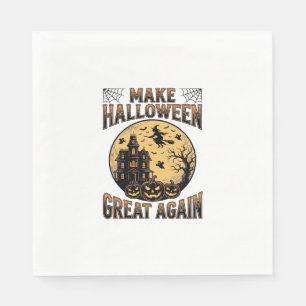 Vintage Halloween Great Again Haunted House Design Napkin