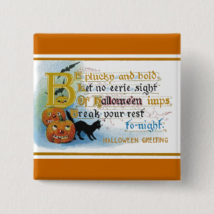 Vintage Halloween Greeting Card 15 Cm Square Badge