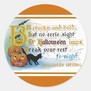 Vintage Halloween Greeting Card Classic Round Sticker