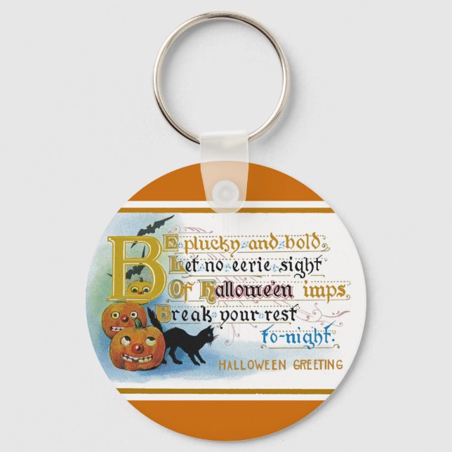 Vintage Halloween Greeting Card Key Ring (Front)