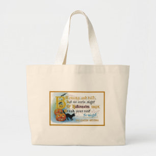 Vintage Halloween Greeting Card Large Tote Bag