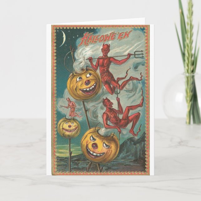 Vintage Halloween Greeting Cards Classic Posters (Front)