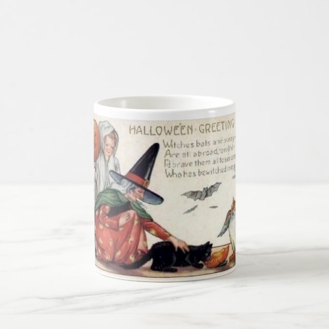 Vintage Halloween Greeting Cards Classic Posters Coffee Mug (Center)