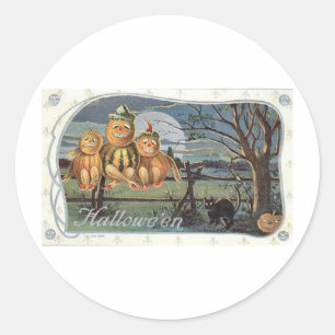 Vintage Halloween Greeting Cards Classic Posters Round Sticker