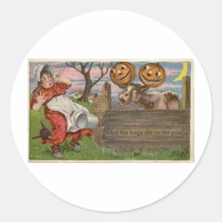 Vintage Halloween Greeting Cards Classic Posters Round Sticker