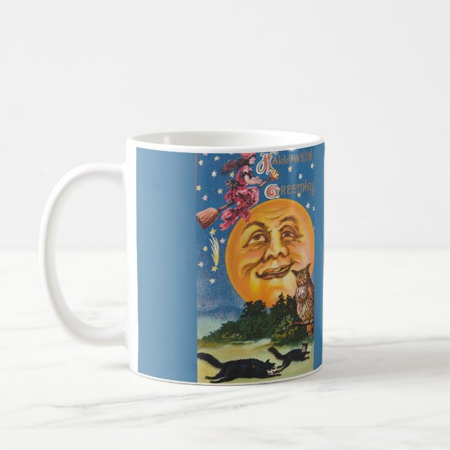 Vintage Halloween Greeting Coffee Mug (Left)