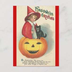 Vintage Halloween Greeting Postcard