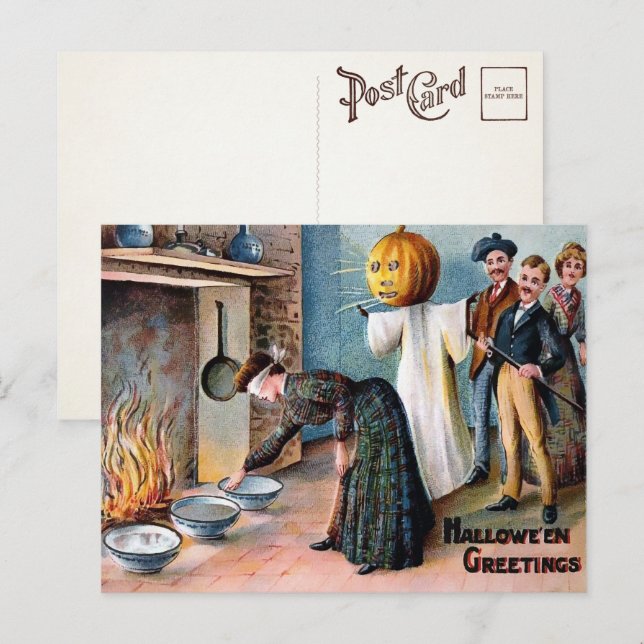 Vintage Halloween Greeting Postcard (Front/Back)