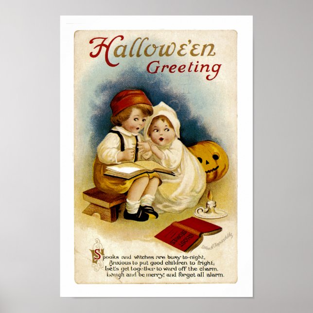 Vintage Halloween Greeting Poster (Front)