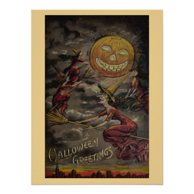 Vintage Halloween Greeting Poster (Front)