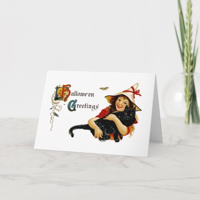 Vintage Halloween Greetings Card (Front)