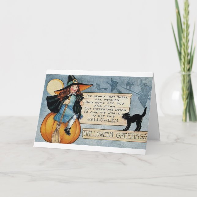 Vintage Halloween Greetings Card (Front)