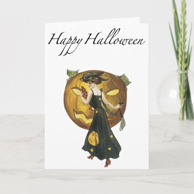 Vintage Halloween Greetings Card (Front)