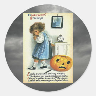 Vintage Halloween Greetings Classic Round Sticker