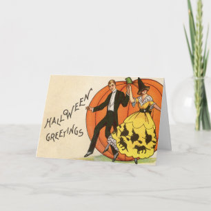 Vintage Halloween Greetings - Dancing Couple Card