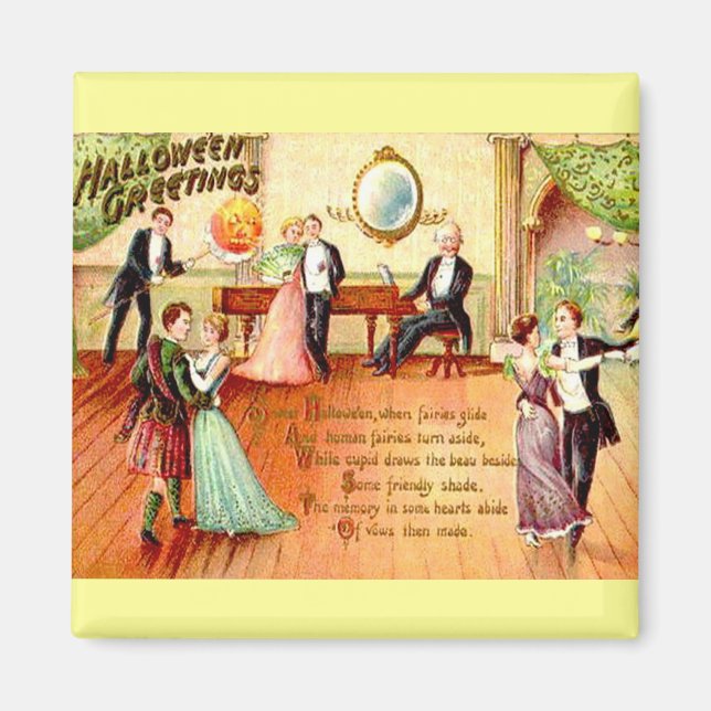 Vintage Halloween Greetings Dancing Magnet (Front)