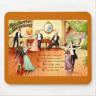 Vintage Halloween Greetings Dancing Mouse Mat