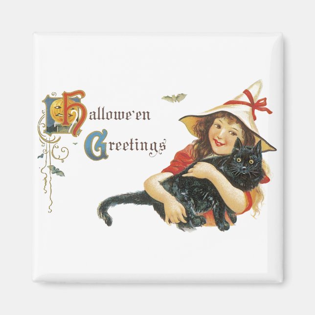 Vintage Halloween Greetings Magnet (Front)