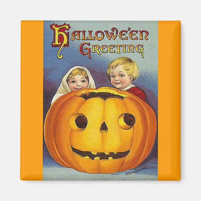 Vintage Halloween Greetings Magnet (Front)