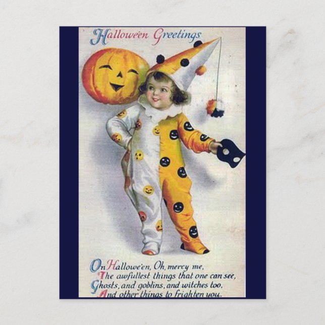 Vintage Halloween Greetings Postcard (Front)