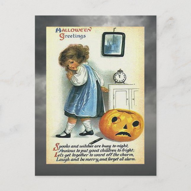 Vintage Halloween Greetings Postcard (Front)