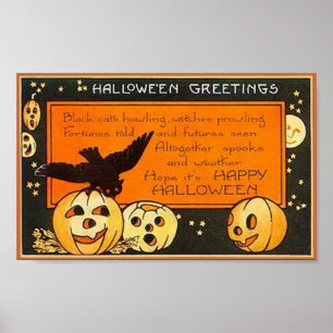 Vintage Halloween Greetings Poster