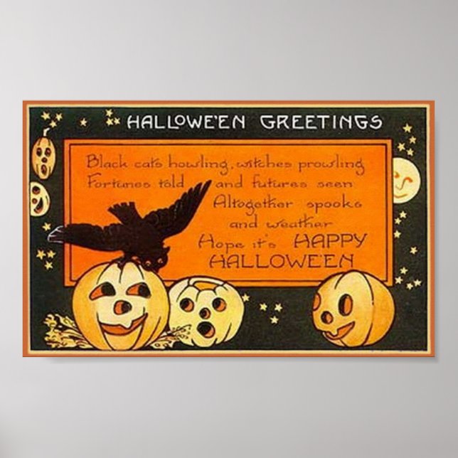 Vintage Halloween Greetings Poster (Front)