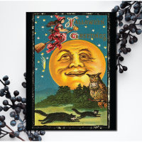 Vintage Halloween Greetings Witch Flying on Broom