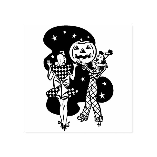 Vintage Halloween Halloween Party Rubber Stamp (Imprint)