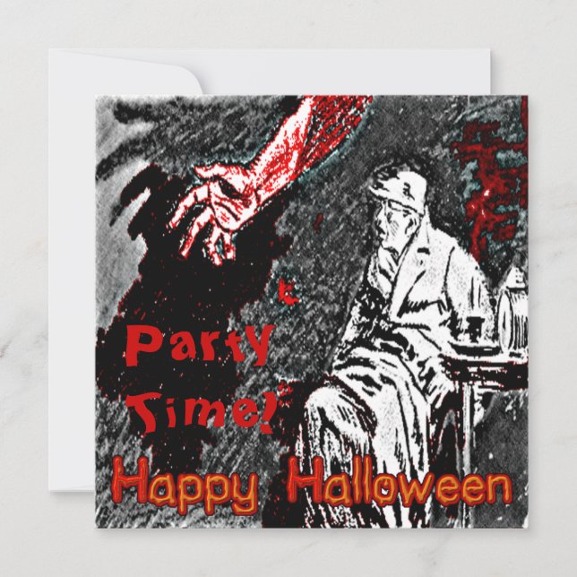Vintage Halloween Hand in the Dark Invitation (Front)