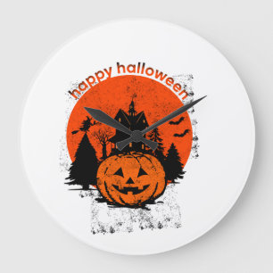 Vintage Halloween Happy Halloween 2 Large Clock