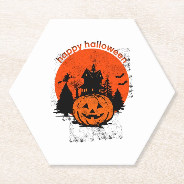 Vintage Halloween Happy Halloween 2 Paper Coaster (Front)