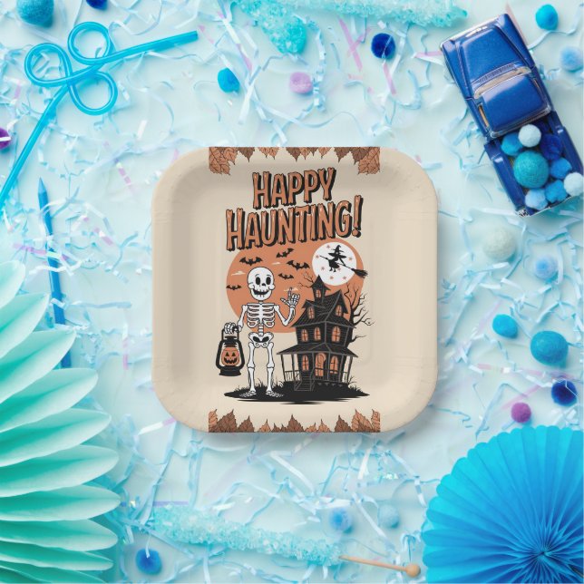 Vintage Halloween - Happy Haunting Paper Plate (Party)
