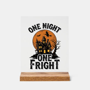 Vintage Halloween Haunt Witch Moon Graphic_1 Acrylic Sign