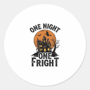 Vintage Halloween Haunt Witch Moon Graphic_1 Classic Round Sticker