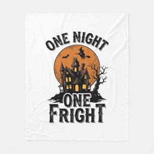 Vintage Halloween Haunt Witch Moon Graphic_1 Fleece Blanket