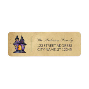 Vintage Halloween Haunted House Custom Family Name