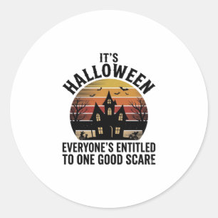 Vintage Halloween Haunted House Good Scare Shirt_1 Classic Round Sticker