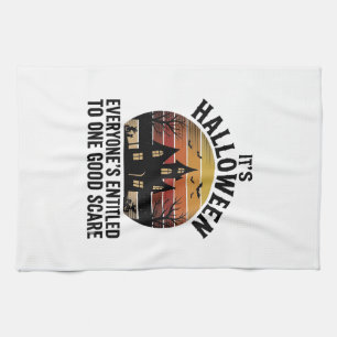 Vintage Halloween Haunted House Good Scare Shirt_1 Tea Towel