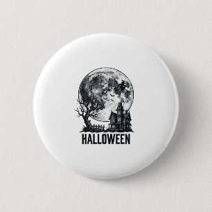 Vintage Halloween Haunted House Moon Shirt Design_ 6 Cm Round Badge
