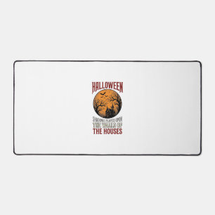 Vintage Halloween Haunted House Moon Shirt Design_ Desk Mat