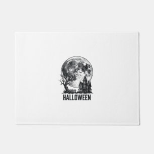 Vintage Halloween Haunted House Moon Shirt Design_ Doormat